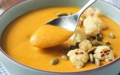 RECIPE: Roasted Sweet Potato, Cauliflower & Garlic Soup