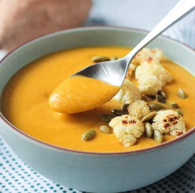 RECIPE: Roasted Sweet Potato, Cauliflower & Garlic Soup